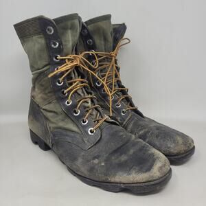 Vintage Belleville Boots 12R Green Black Leather Combat Military Jungle Vietnam